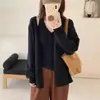 Conjunto de Dos Piezas de Cárdigan de Punto Delgado de Manga Larga de Color Sólido + Chaleco para Mujer 2025 Nuevo Ropa de Principios de Otoño Tops