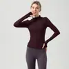 Jaqueta Esportiva de Yoga Europeia e Americana com Gola Alta para Mulheres, Roupas de Treino para Pilates, Roupas de Yoga Apertadas, Tops de Fitness, Manga Longa Outono e Inverno