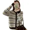 Cárdigan Suéter de Rayas Fair Isle Retro para Mujer, Nuevo Otoño 2026 Ajuste Holgado Prendas de Punto que Reducen la Edad Ropa de Abrigo Superior