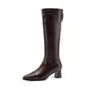 Botas largas de punta fina con tacón grueso de estilo urbano para mujer, nuevas botas de moda con tacón grueso 2026, botas altas retro sexys adelgazantes
