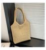 2024 Nuevo Estilo Tejido de Paja Verano Ocio Vacaciones Marítimas Bolsa de Playa Estilo Mori Hecha a Mano Hombro Tejido Gran Capacidad Bolsa para Mujer