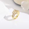 Anillo abierto con corazón de melocotón y circonita cúbica bañada en cobre de 18 quilates, estilo retro, femenino, ligero y de lujo.