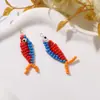 Pescado Colorido Tejido Divertido de Dibujos Animados Colgante Pendientes Dopamina DIY Pendientes Colgante para Bolsos Llavero Accesorios