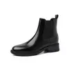 Botines Chelsea de piel de dos capas para mujer, nuevo estilo otoño/invierno, piel auténtica, acabado teñido, punta redonda, tacón medio, botines