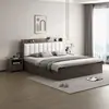 Cama de caja simple moderna de madera maciza de lujo ligero 1.8m cama doble para dormitorio principal 1.5m dormitorio tatami cama tapizada suave