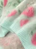 Suéter de cashmere jacquard com gola redonda em flanela para mulheres, novo estilo outono/inverno, pulôver, padrão floral, grosso e quente, adequado como camada interna