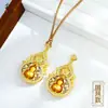 Loja de Ouro Mesmo Estilo Ouro Areia Azul e Branco Porcelana Cravejado de Diamante Quatro Beldades da Vida Pingente Novo Estilo Chinês Oco Cabacinha Colar Corrente de Suéter