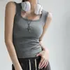 Camisola sin mangas blanca para mujer, Ropa exterior de verano, Crop top de moda, Estilo 'Hot Girl'