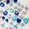 [Wangyang] Material e acessório para corrente de celular DIY temático de queijo Hello Kitty pintada de azul e branco em formato de estrela de acrílico