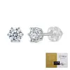 Fábrica Directa de Joyería Personalizada Pendientes de Plata S925 con Moissanita Engaste de Seis Garras, Lujo Ligero, Pendientes de Botón Versátiles Simples para el Día a Día