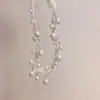 Novo Colar Pingente de Pérola com Diamante Flash Conjunto de Colar e Brincos de Luxo Leve de Alta Qualidade
