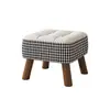 Taburete Pequeño para Uso en Casa, Taburete de Sofá Color Crema, Taburete de Mesa de Café, Banco de Madera Maciza, Taburete para Cambiar Zapatos en la Entrada, Taburete Bajo Suave Simple para Sala de Estar