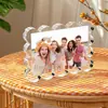 Marco de Fotos Acrílico con Forma de Abanico Transfronterizo con Pantalla Magnética Ondulada para Escritorio para Fotos Conmemorativas, Marco de Fotos Decorativo