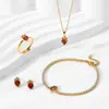 Set de Joyería Cruzado Más Vendido de Acero de Titanio Incrustado con Diamantes Lujo Ligero para Mujer Sensación de Alta Gama Pendientes Anillo Pulsera Collar de Corona Corazón