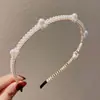Tiara de Pérolas para Mulheres, Estilo Celebridade da Internet, Tiara com Franja de Pérolas, Versátil para Sair, Pente de Cabelo Estilo Princesa Alta, Elástico de Cabelo Atacado
