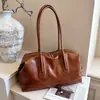 Bolso Boston de Cuero con Cera de Aceite Retro para Mujer 2026 Nuevo Bolso de Hombro Sencillo Bolso de Axila Bolso Tote para el Trabajo y el Trayecto
