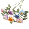 Decoraciones de flor de peonía tejidas a mano con hilo, flores artificiales como regalos para amigos y mejores amigas, flores tejidas