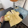 Camisa Larga Bordada con Encaje Amarillo Cremoso para Mujer, Top Exterior Dulce de Primavera con Textura Jacquard y Lazos al Frente