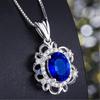 Pingente de Safira feminino ouro 18K cor de diamante pingente de cristal azul pingente de safira real colar com pingente