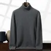 Suéter de Cachemira de Montaña Grueso Plano de Hilo Doble de Siete Agujas para Hombre, Jersey de Cuello Alto de Color Sólido, Camiseta Base de Lana Tejida para Hombre
