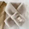 Novo Cachecol de Inverno Feminino Pelo Sintético de Coelho Versátil Quente Pelúcia Curto Snood Espessado Proteção Cruzada para o Pescoço Aquecedor de Pescoço à Prova de Vento