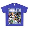 Futebol transfronteiriço Camiseta de manga curta com estampa C Luo vintage americana com capuz de gola redonda de algodão pesado