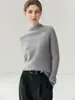 Cashmere 100% puro primeira linha pronto para usar corte slim gola semi-alta espessa camada base versátil suéter de malha quente