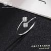 Xi Gu J0239 Plata S925 Personalidad Mori Trébol de Cuatro Hojas de la Suerte Anillo con Diamante Destellante Anillo de Diseño Fresco de Nicho para Mujer