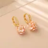 Lindos Brincos de Flor de Concha Rosa com Zircônia e Pérola, Doces, Frescos, de Alta Qualidade, Modernos para Mulheres, Brincos Super Feéricos