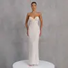 Estilo Europeo y Americano para Mujer, Casual, sin Tirantes, Ajustado, Encaje de Deseo Puro, Camisola Vestido Largo, Ajustado, Color Sólido, Vestido Bodycon