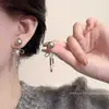 Pendientes de Lazos Microincrustados de Circonita de Venta Caliente Estilo Coreano 2026 para Mujer, Aguja de Plata S925, Pendientes de Perla de Botón de Gama Alta Nicho