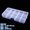 Caja de plástico transparente con cerradura, fija, de 10 y 15 rejillas, para papelería, almacenamiento de repuestos, equipo de pesca, embalaje de joyas