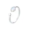 Anel Céu Estrelado Pedra da Lua Amanhecer de Primavera para Mulheres, Design Único, Anel de Dedo Indicador Estrela de Zircônia Iridescente