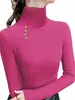 Camada Base Térmica de Fleece Dupla Face Feminina Nova Estilosa Gola Alta Manga Longa Aconchegante Quente TopExclusivo Transfronteiriço