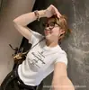 Camiseta de Manga Corta Ajustada a la Cintura Estilo Americano Picante para Mujer, Verano Vintage Ajustada Favorecedora Cuello Redondo Top de Nicho