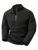 Sudadera con capucha para hombre estilo europeo, otoño/invierno, nueva, cuello alto, polar, media cremallera, manga larga, casual, moderna, versátil