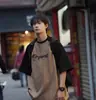 Camiseta de Verano para Hombre de Manga Corta Estilo Hong Kong Retro Americano High Street Marca Trendy Manga Media Pesada Holgada de Gamuza