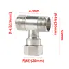 Conector Divertor de Aço Inoxidável 304 Personalizado 1/2 Polegada União T Cobre G1/2 Rosca Interna Uma Rosca Externa Duas Uma Entrada Duas Saídas