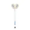 Pincel de Cílios com Pom-Pom, Fivela Dourada de Rosto Sorridente, Embalado em Tubo para Venda por Atacado, Curvador de Cílios Descartável com Cabo de Cristal, Pincel para Sobrancelhas, Ferramenta de Beleza para Cílios