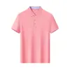 Polo de Negócios 180g Mistura de Linho Algodão de Fibra Longa Mercerizado 50s Gola Selada a Quente Sem Costura Gola Nível 2 Camiseta Estampa de Logo
