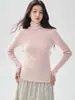 Suéter de cachemira de punto básico de cuello alto suave y pegajoso para mujer, sin costuras, de cuello apilado, listo para usar, de primera línea, suéter de cuello alto suelto