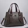 Bolsa Transfronteiriça Feminina 2025 Nova Costura Simples Cor Contrastante Bolsa de Mão High-end Versátil Ombro Transversal Bolsa Tote