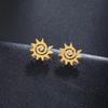 Pendientes de espiral de gran venta transfronteriza, de moda, Joker, sencillos pendientes de sol en espiral de acero inoxidable para niñas, pendientes al por mayor.