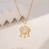 Colar com Cadeado de Desejo de Pedra Colorida Moda Feminina Estilo Nacional Novo Estilo Chinês 2024 Novo Cadeado de Longevidade Corrente de Pescoço Corrente de Clavícula de Cadeado Seguro