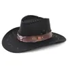 Cinto Fino de Couro Totem Chapéu de Cowboy Ocidental para Homens e Mulheres, Chapéu de Moda para Viagem ao Ar Livre de Primavera e Verão, Montanhismo, Performance, Atacado Transfronteiriço