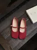 Sapatos femininos com aumento interno de 5 cm, novidade primavera 2026 versão coreana retrô bico redondo macios rasos camurça sapatos Mary Jane