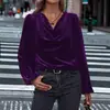 Outono e Inverno 2025 Novas Roupas Femininas Transfronteiriças Amazon Wish Europeu e Americano Veludo Coreano Gola de Pelo Tops Femininos de Manga Longa para Mulheres