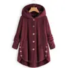 Amazon ebay 2019 Invierno Nueva Moda Ropa para Mujer Europea y Americana Botón Felpa Top Irregular Tendencia Marca Color Sólido Abrigo