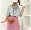 Bolso bandolera con cabeza de oso de dibujos animados, bolso de felpa, bolso de hombro mini simple, estudiante, linda chica, corazón, estilo Hong Kong, casual