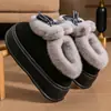 Botas de neve fofas com laço e solas grossas para mulheres, novo estilo outono e inverno 2026, forradas com pelúcia, quentes, que aumentam a altura, adequadas para uso externo